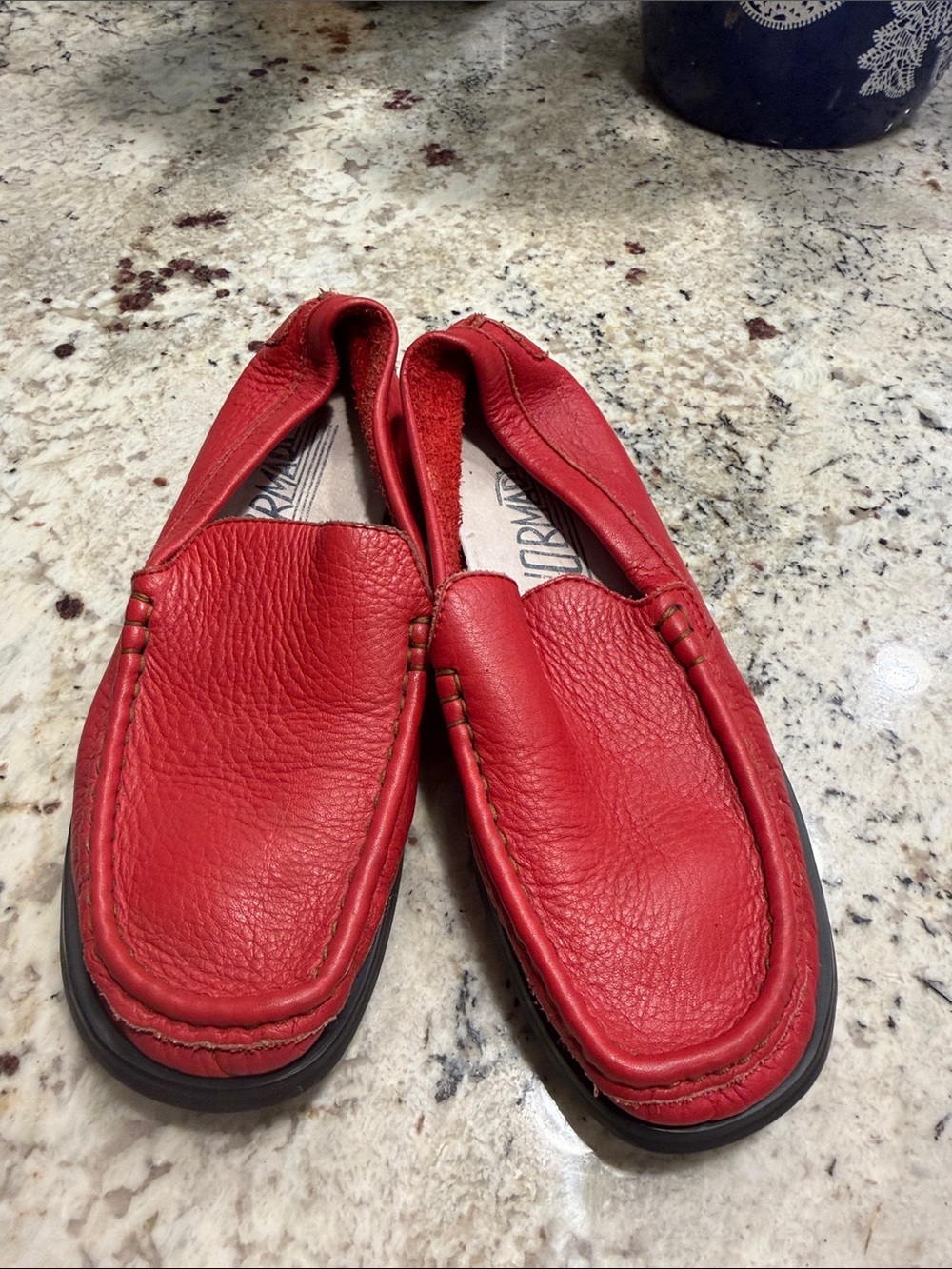 Ariat Red Pebbled Leather Slip-On Loafers